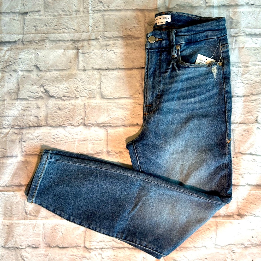 NWT - GOOD AMERICAN Good Waist Crop Jeans, Indigo326 Blue, Size 6